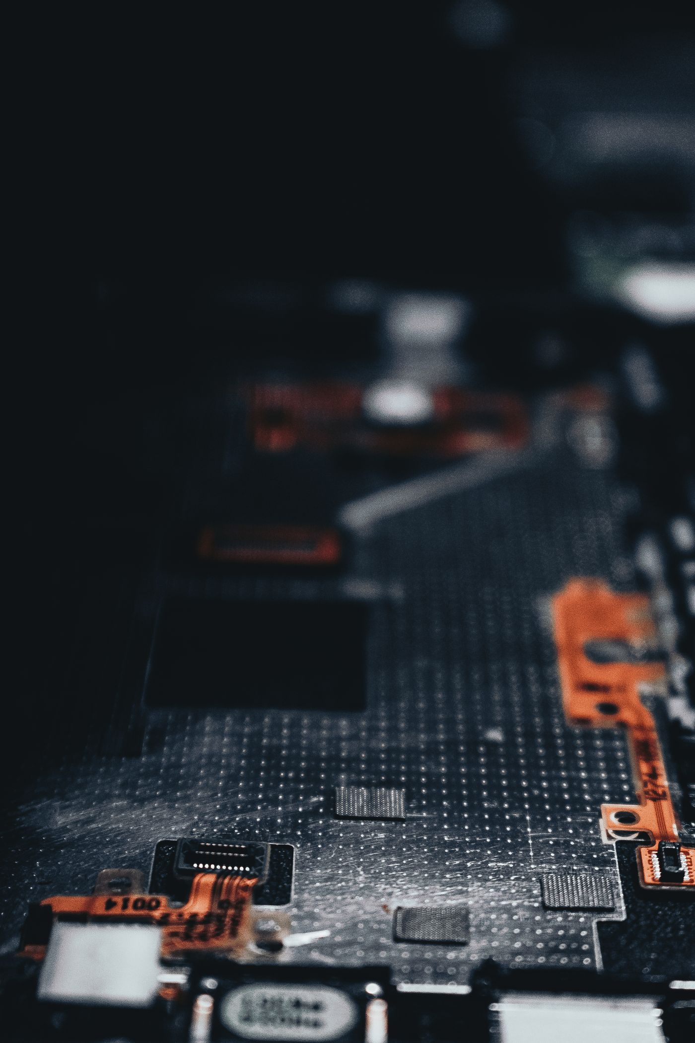 Close-up of a populated printed circuit board